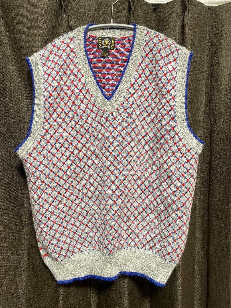 【値下げ可】 Alpaca ダイヤモンドパターン Vネックベスト