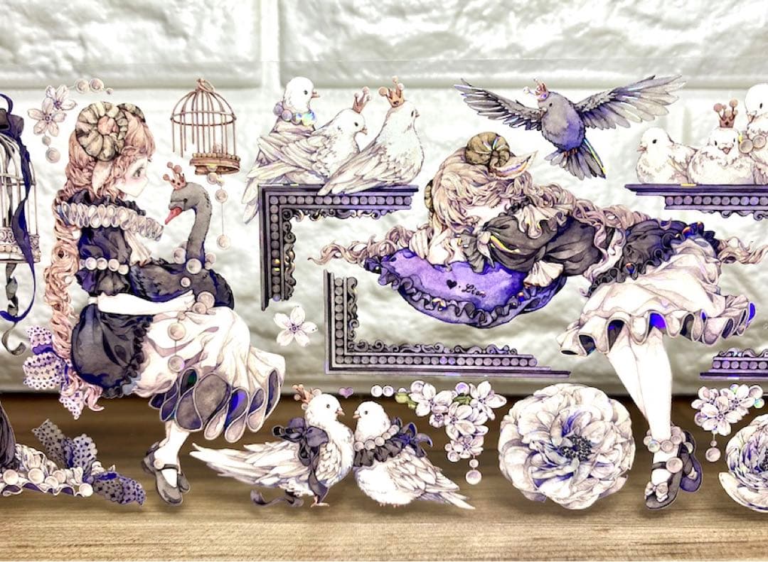 【KN060】海外PET貝殻光マスキングテープ　マステ切り売り　天鹅记　人物