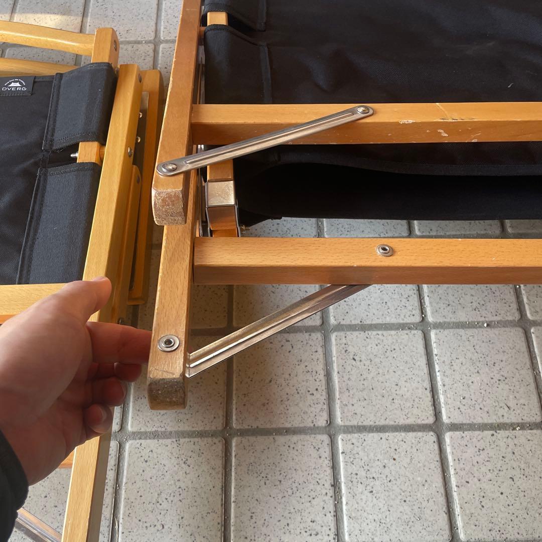 DVERGドベルグ折りたたみ式アウトドアチェア 2脚 黒 ブラック