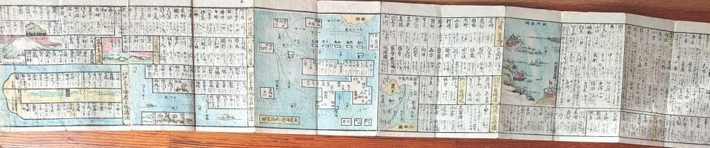 19　諸国順覧・懐寶道中圖鑒　彩色図　折1帖