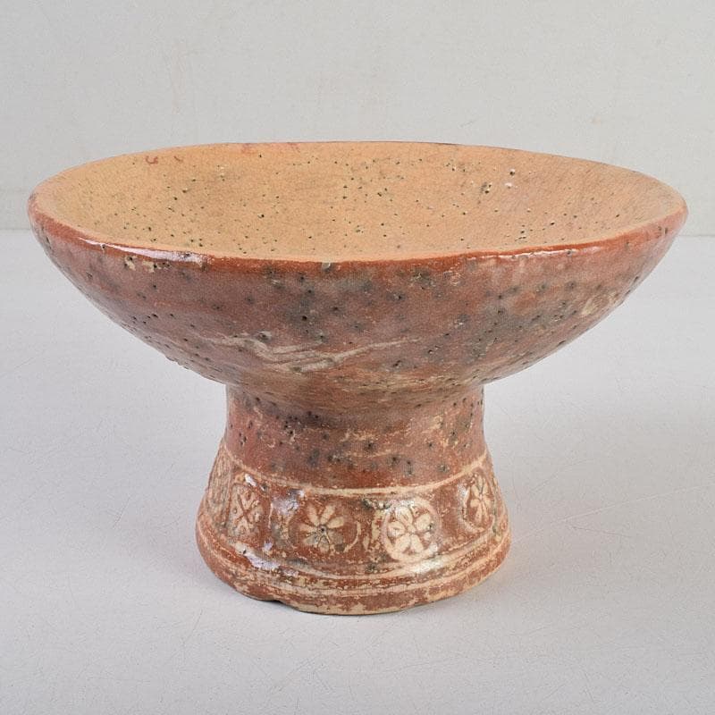 茶道具　佐々木松楽造　赤楽焼　大馬上盃　菓子器　仕覆付　共箱　M　R9476