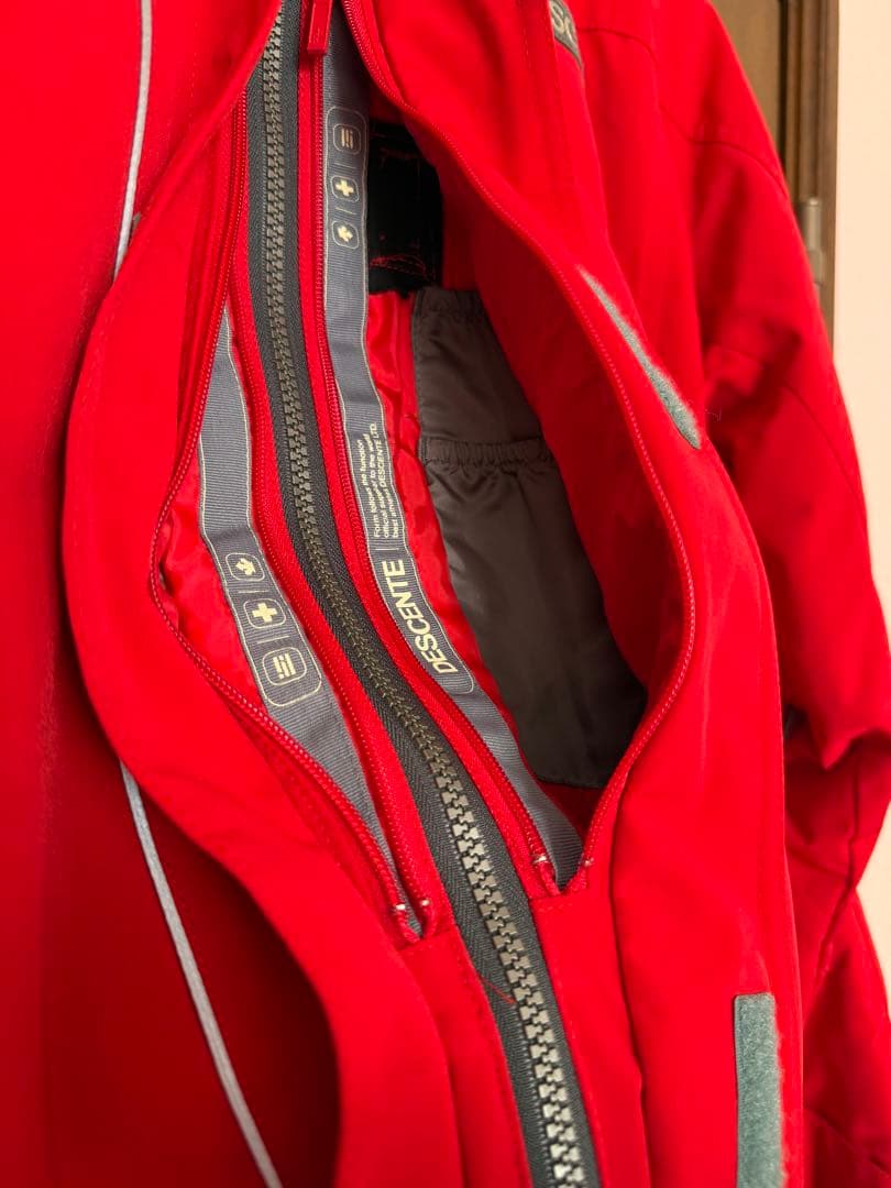 DESCENTE スキーウェアセット (M)赤/グレー