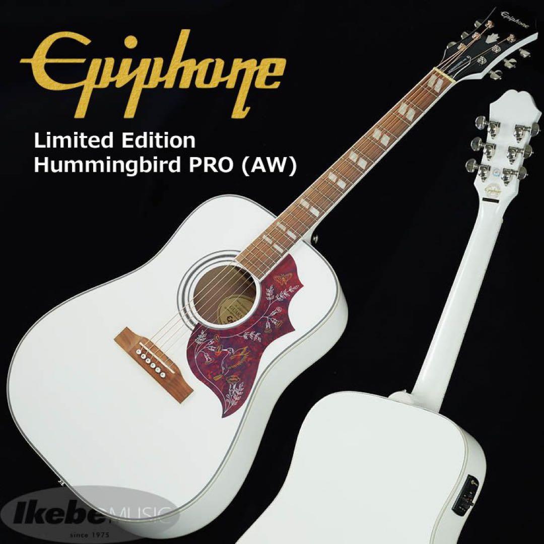 epiphone hummingbird white ハードケース付き未使用難有