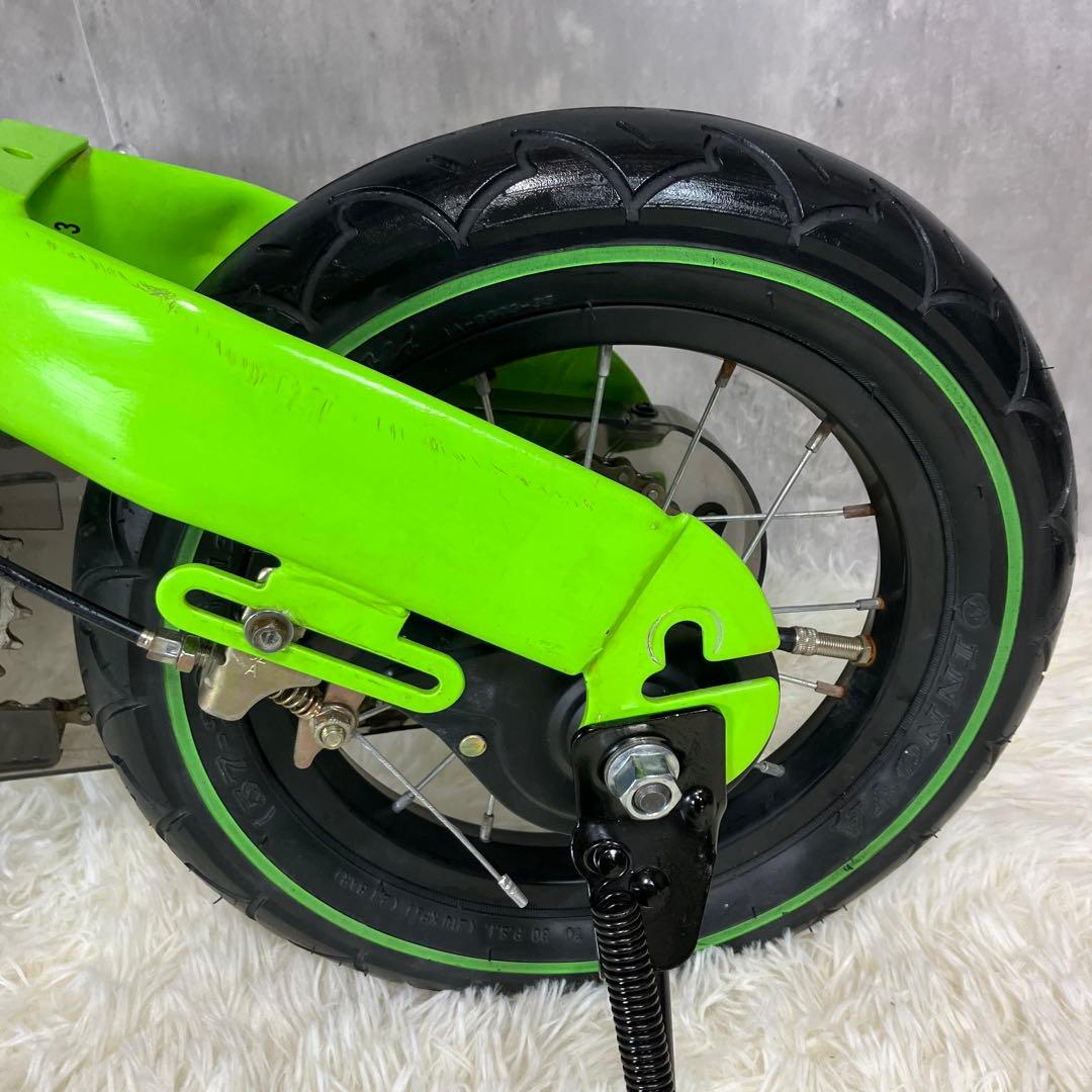 ハル【未使用級】 へんしんバイク 12インチ 緑 スタンド＆補助輪セット