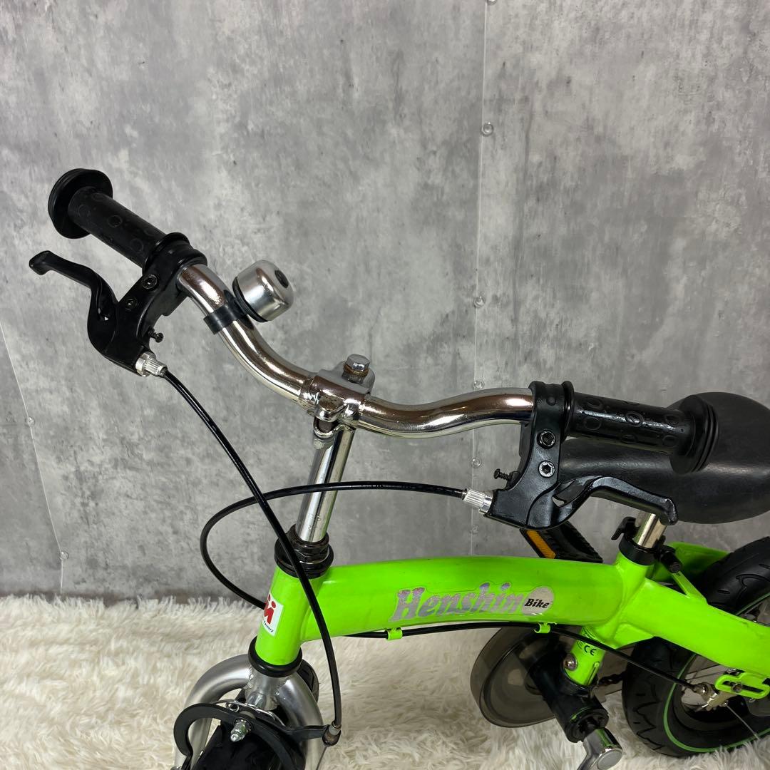ハル【未使用級】 へんしんバイク 12インチ 緑 スタンド＆補助輪セット