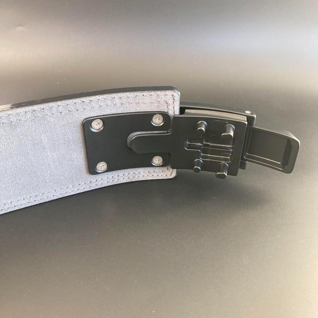 パワーベルト レバーアクション Lサイズ ワンタッチ可変式 本革 緑 黒ステッチ