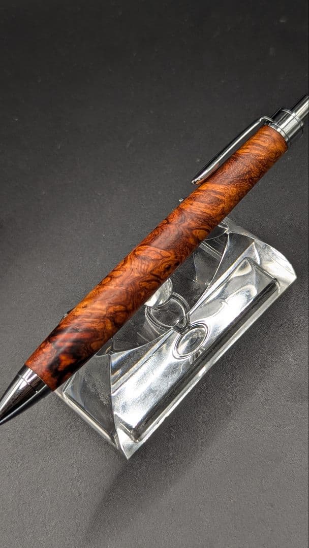 465ペン工房翌檜　本花梨　瘤杢　木軸シャーペン　ボールペン