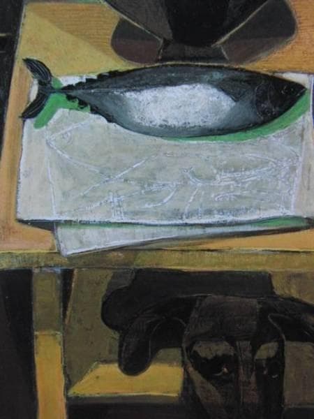 香月 泰男、鰹と犬、希少な画集より、版上刷サイン入、 新品高級額装付