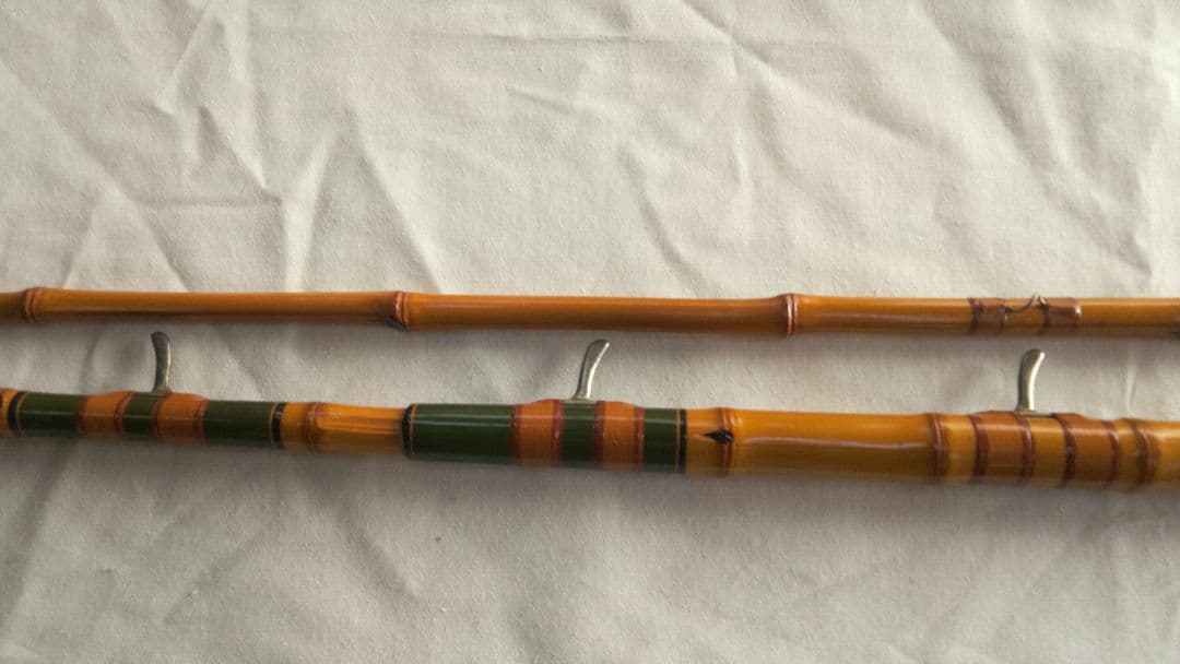 江戸和竿　銀座東作　 　　　ガイド付手バネ竿　良品