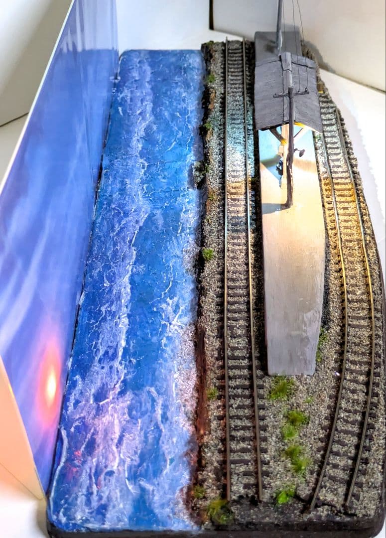 Nゲージ・ジオラマ展示台【海辺の無人駅】