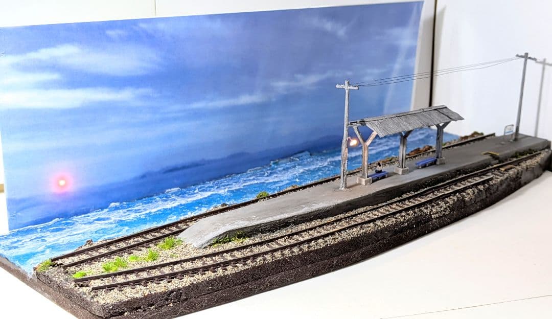 Nゲージ・ジオラマ展示台【海辺の無人駅】