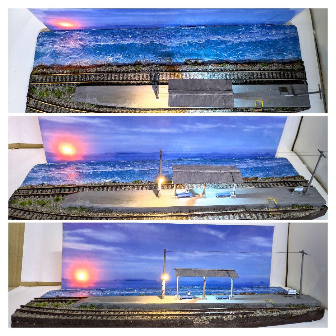 Nゲージ・ジオラマ展示台【海辺の無人駅】