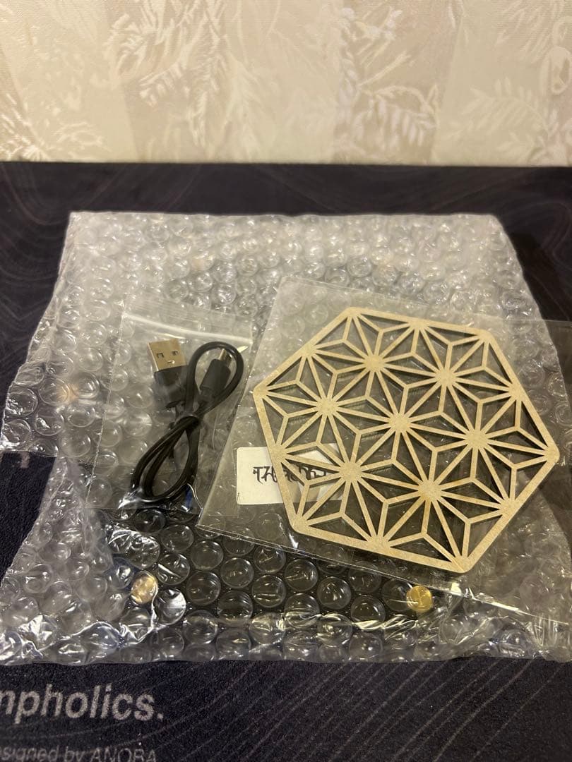 アサガラワークス　LEDコースター　麻柄　マットブラック