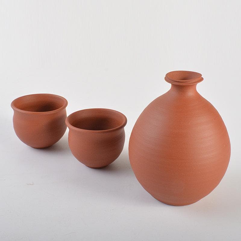 常滑焼　四代山田常山　山田絵夢　朱泥　徳利　酒器　共布共箱　V　R7538