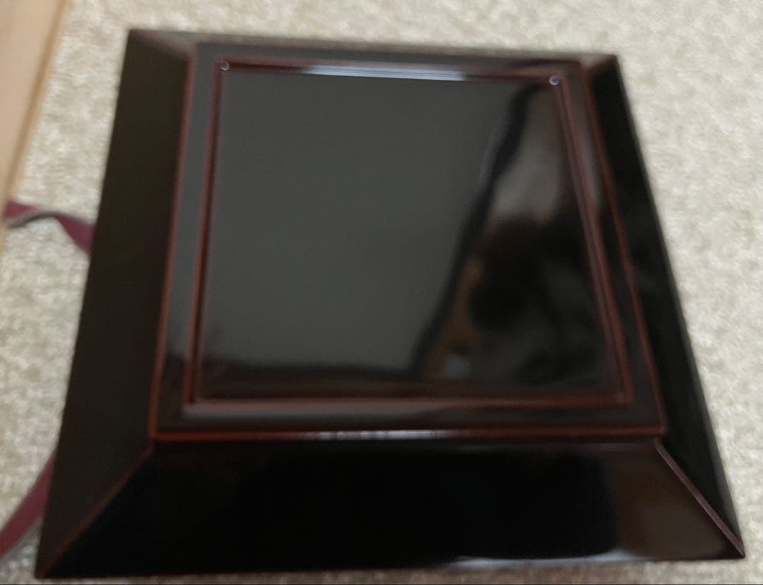 塗師【中村宗悦】而妙斎好 松葉蒔絵 四方盆 共布 共箱 表千家 茶道具