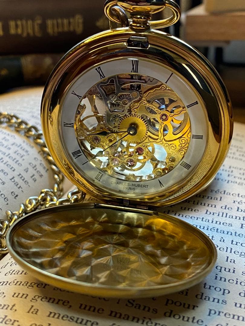 チャールズヒューバート ゴールド 懐中時計 金属製チェーン