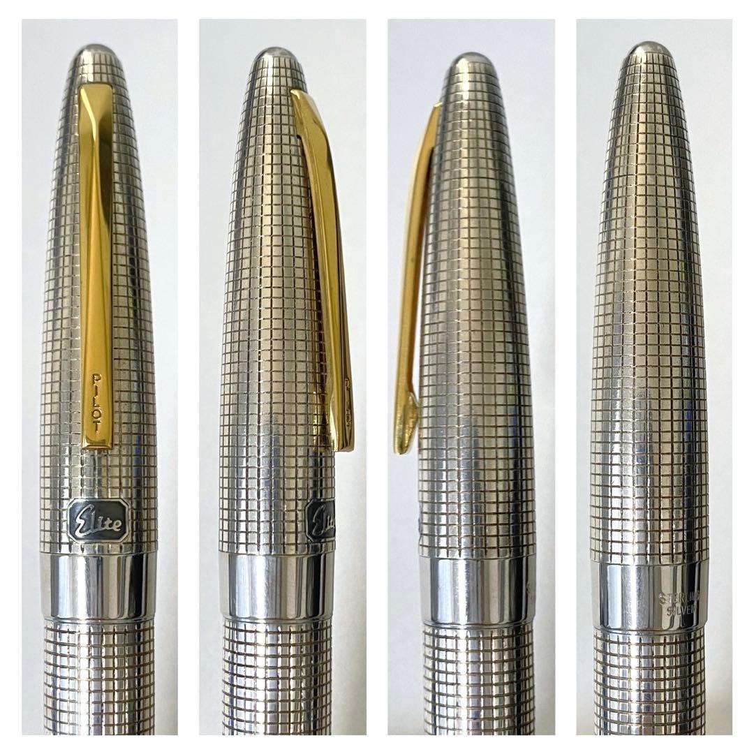 PILOT パイロット エリート スターリングシルバー 万年筆 ペン先 18K