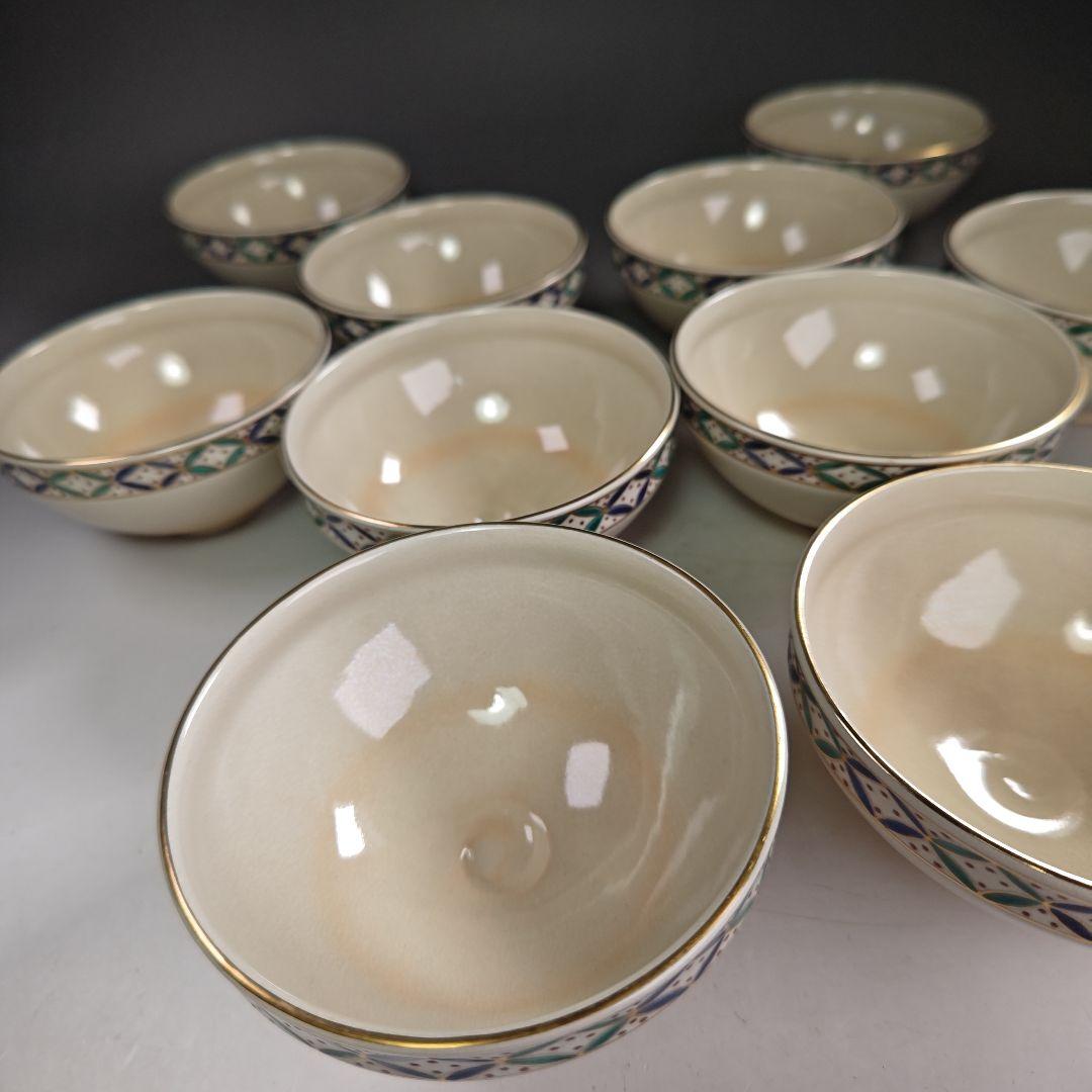 ウ286 数茶碗『平安　手塚桐鳳』『仁清七宝紋　数茶碗　10客　共箱』茶道具