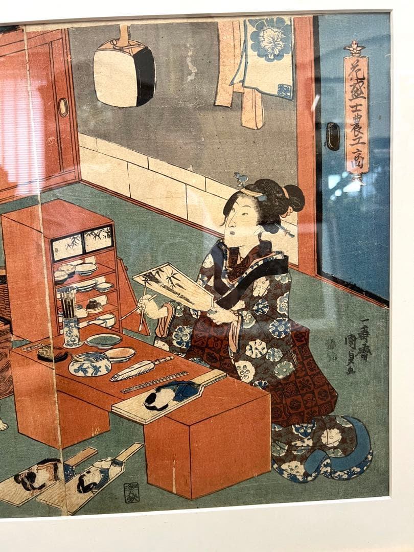 額入り3枚組江戸浮世絵　江戸　一寿斎国貞画　値下げ！