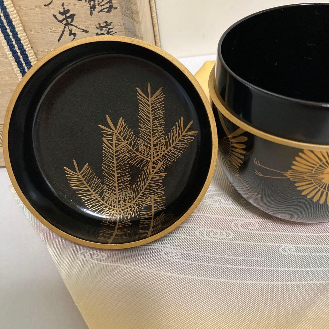 大棗　松喰鶴蒔絵