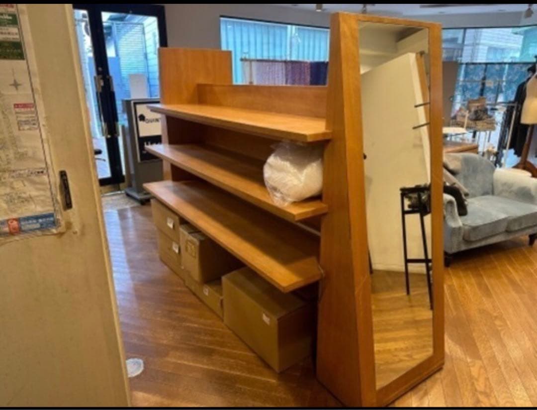 【希少レア】アパレル店舗用　陳列　ディスプレイ棚　姿見付き什器