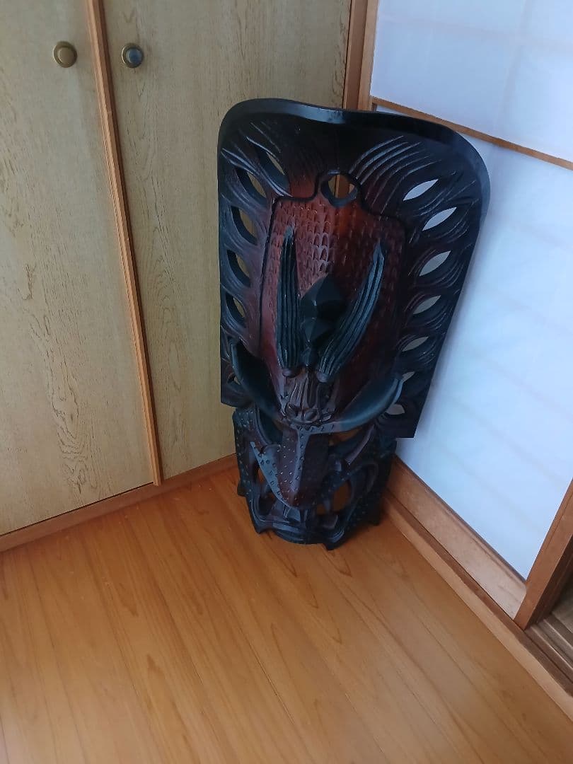 【大迫力】木彫り 仮面 マスク 90cm 壁掛け ティキ インテリア 魔除け