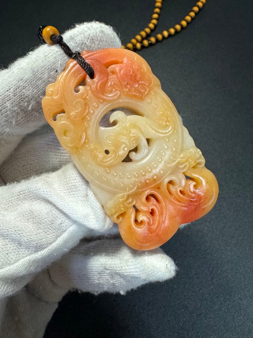 本玉 鳳凰　時代物 お守り 極細工 和田玉 漢代 骨董 玉彫 古玩 開運