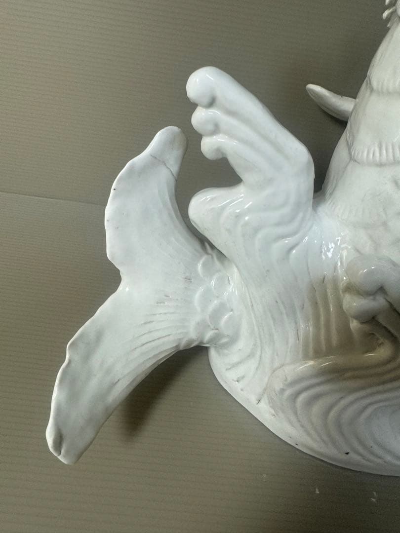 2330 激レア　龍首魚尾　平戸白磁龍置物　時代物