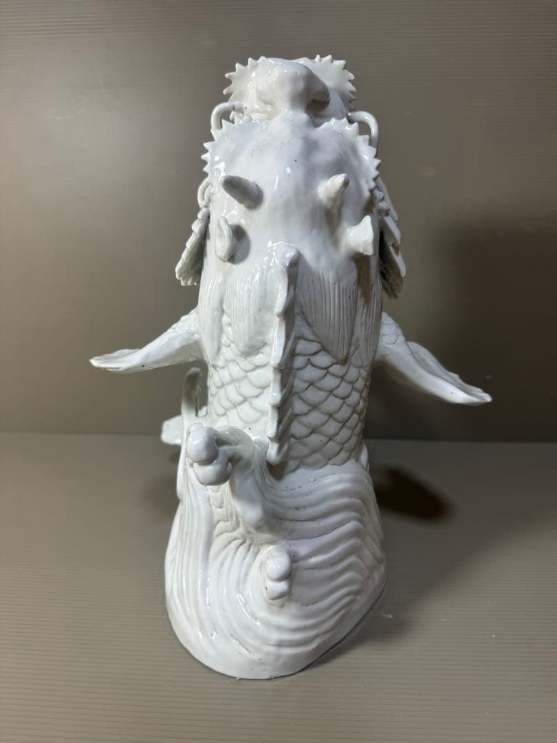 2330 激レア　龍首魚尾　平戸白磁龍置物　時代物