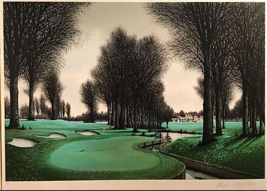 ジャックデペルト　ゴルフ場風景　リトグラフ　絵画美術品