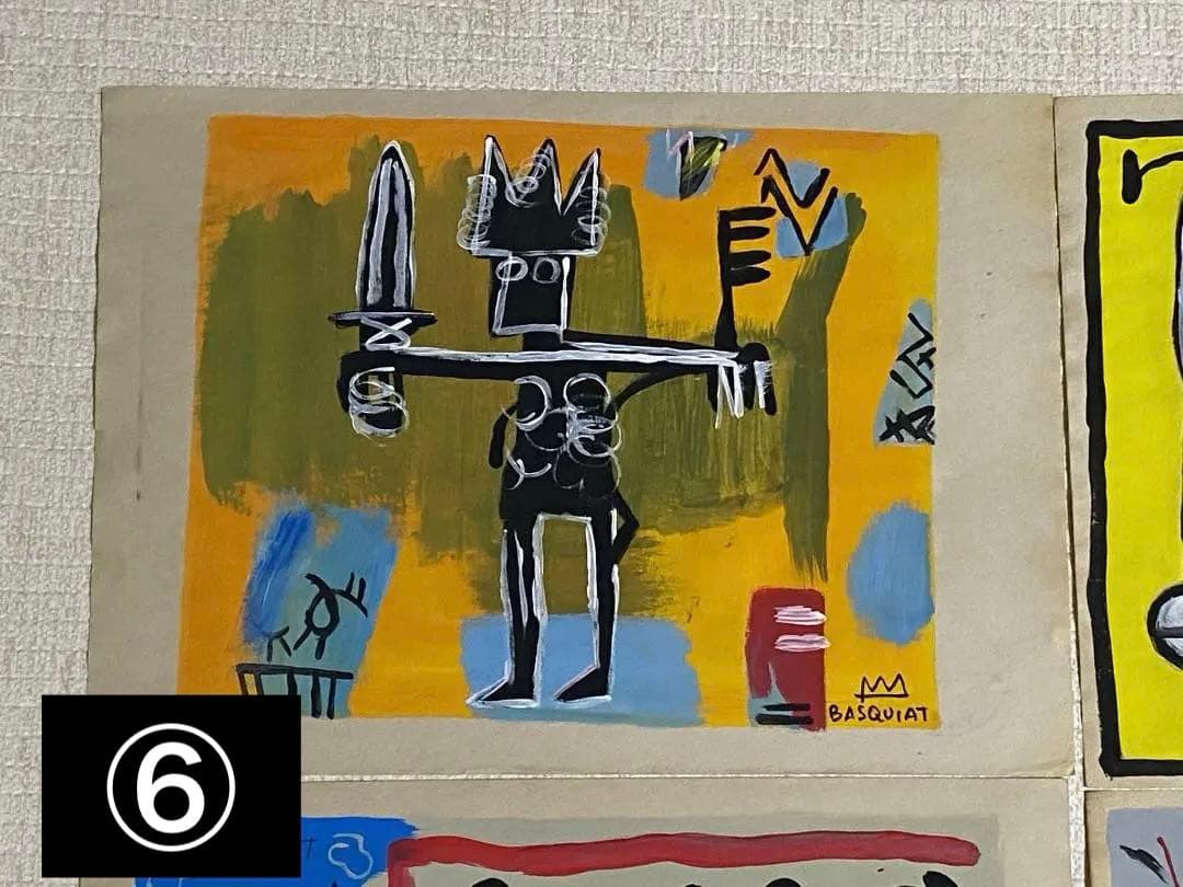 【まとめ売り6枚】模写 肉筆 サインあり ジャン・ミシェル・バスキア 油彩