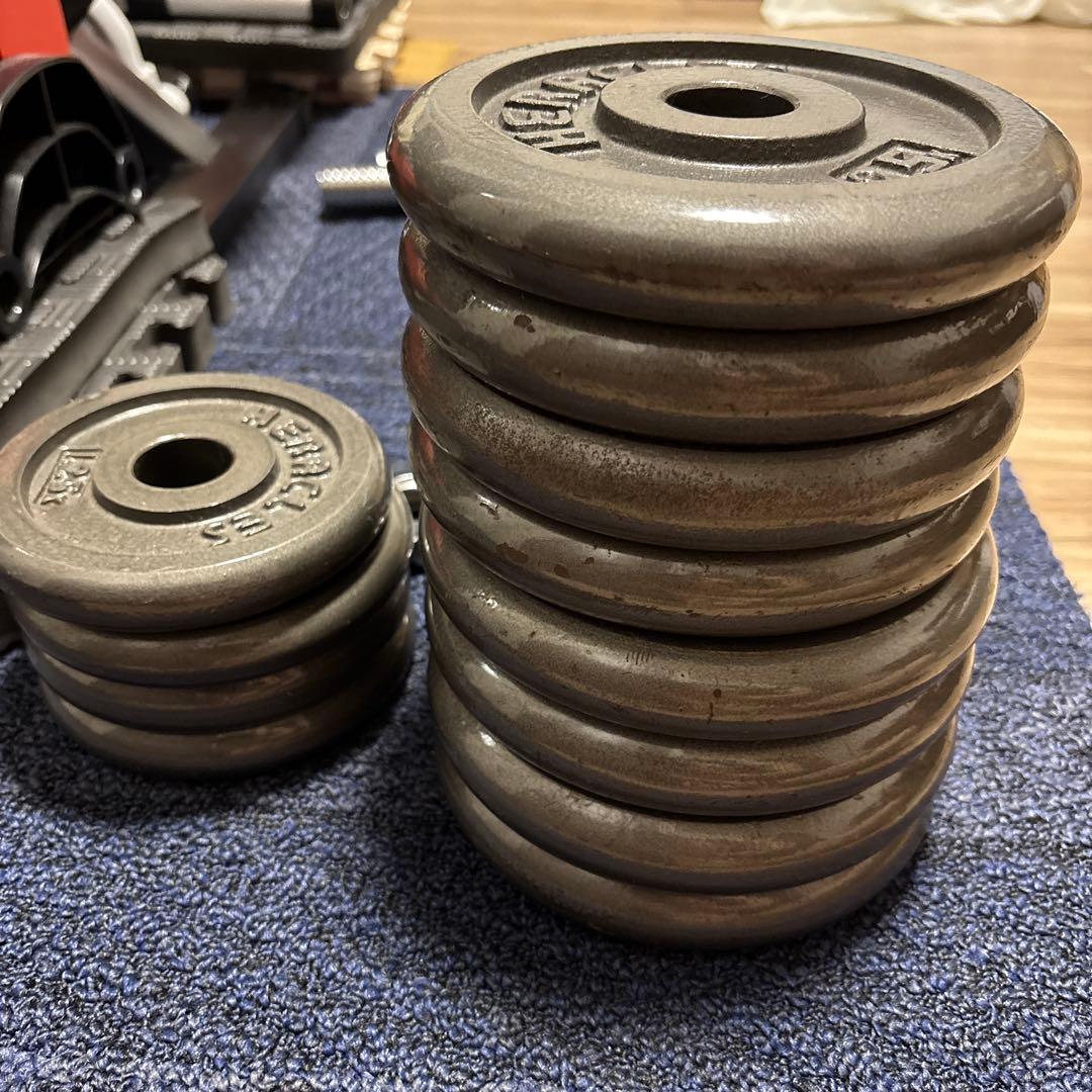 可変式ダンベル15キロ2個セット最大20キロ握りやすいローレット加工引き取りのみ