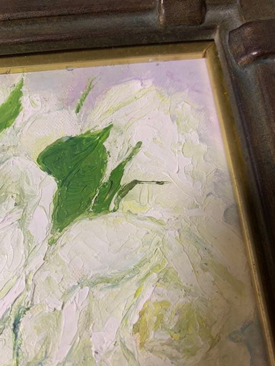 葦原邦子作「白いバラほのかに」油絵