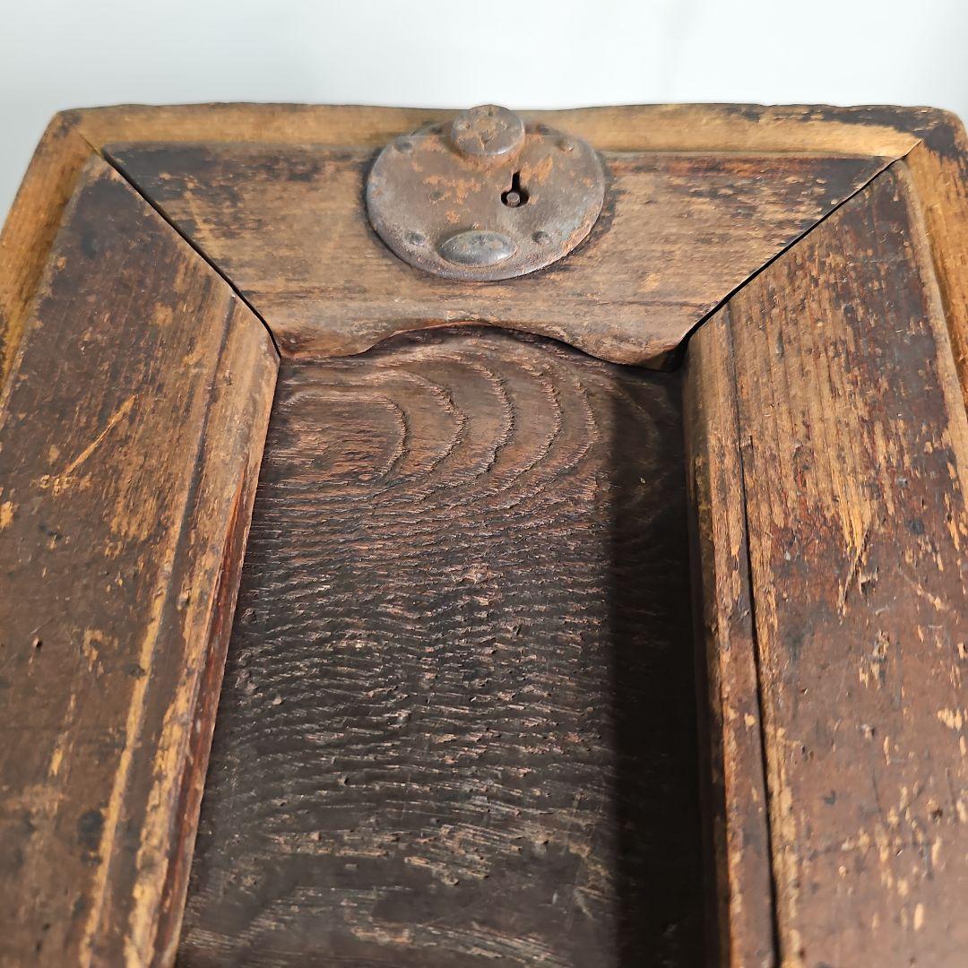 木製アンティークボックス。 銭箱