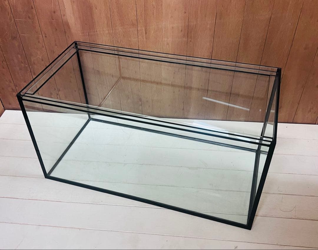 900×450×450㎜ガラス水槽 ブラックシリコン フランジ加工付き 未使用品