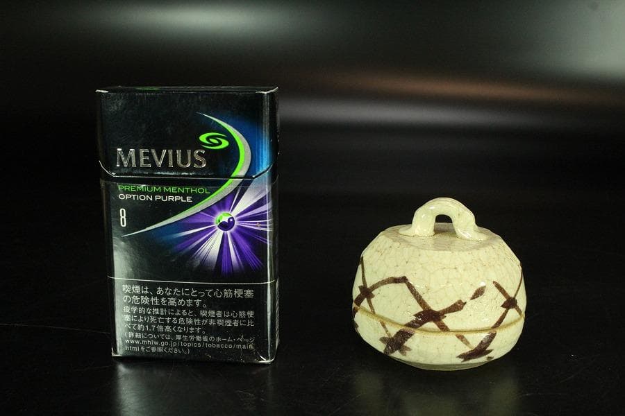 茶道具 絵瀬戸 志野 ハジキ香合 鐡山 共箱 未使用(K-LC667)