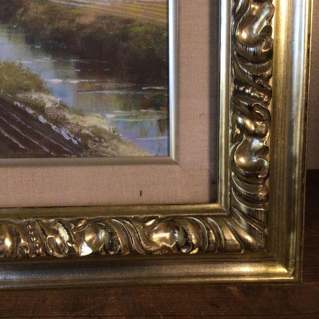 No4035額装　佐田光「南駒ヶ岳」　油彩画　F4号　直筆サイン　美術　送料無料