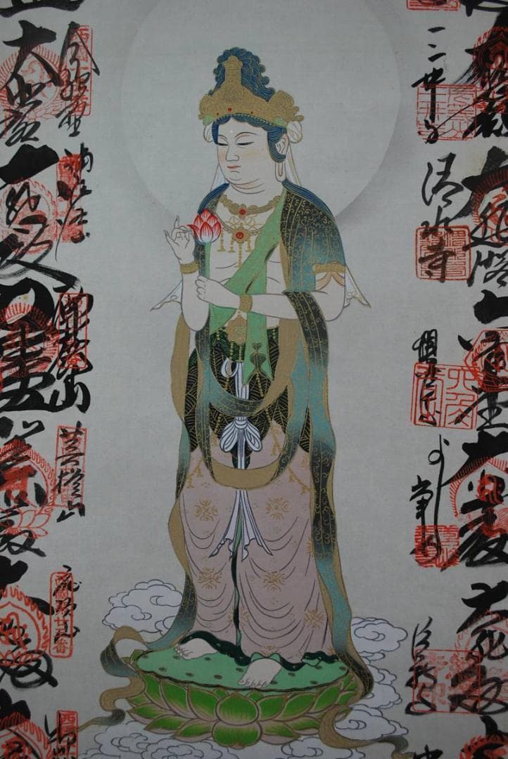 西国三十三ヶ所霊場集印肉筆掛軸/御朱印/掛軸☆宝船☆O-414