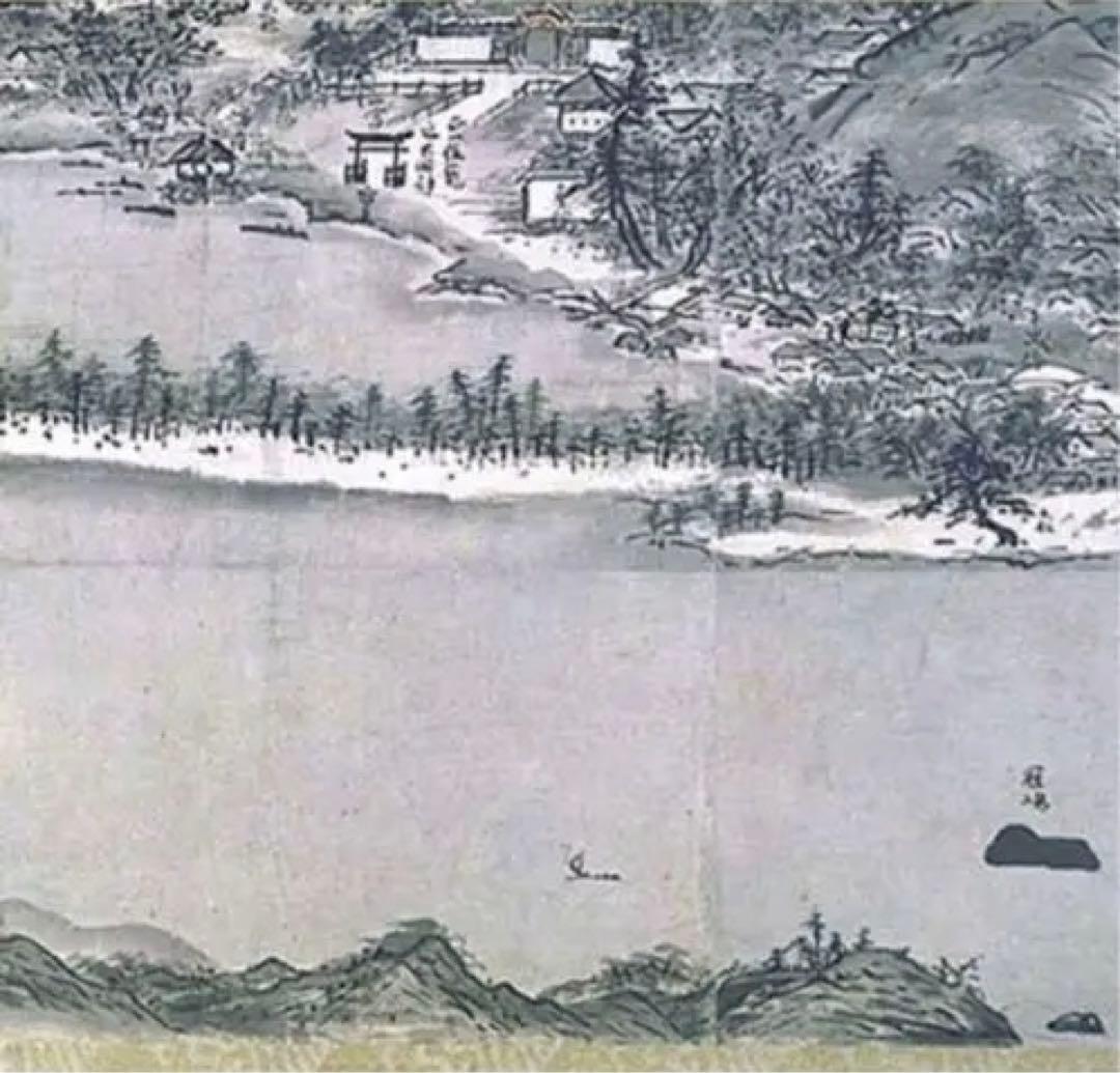 新品希少特注雪舟水墨画　国宝『天橋立図』元伊勢神社布地特注非売品元伊勢神社