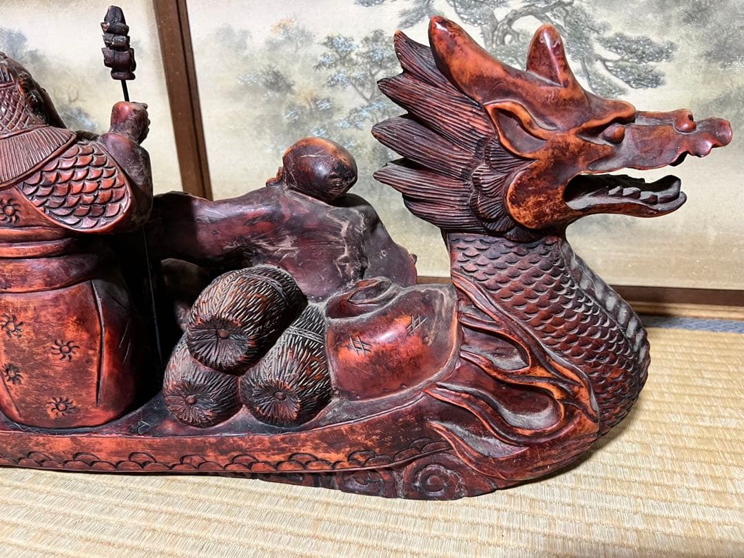 早い者勝ち！おめでたい　招福龍神　七福神のアンティーク彫刻