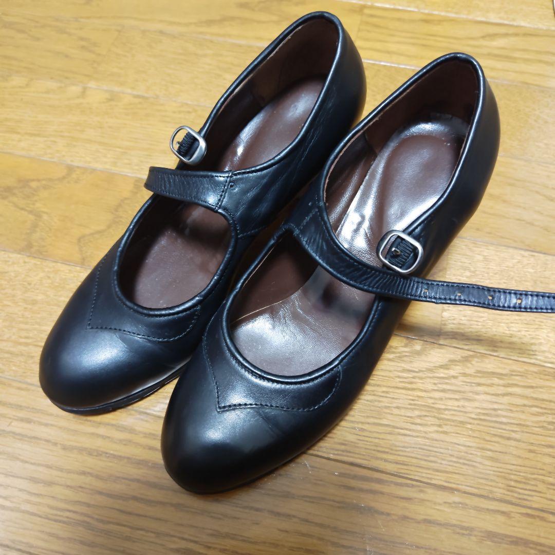 フラメンコシューズ 黒 レザー 23.5