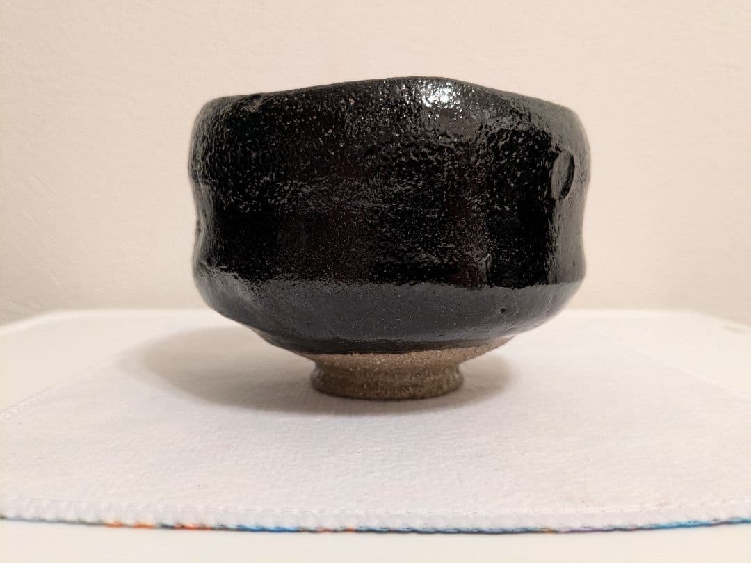 紫野焼　黒茶碗　共箱　口径11-12cm