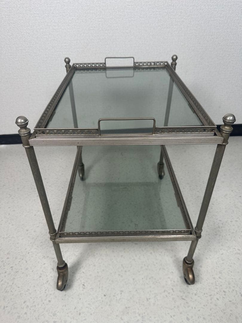 ティー トローリー キッチン ワゴン ガラストップ フランス製 ※i4※