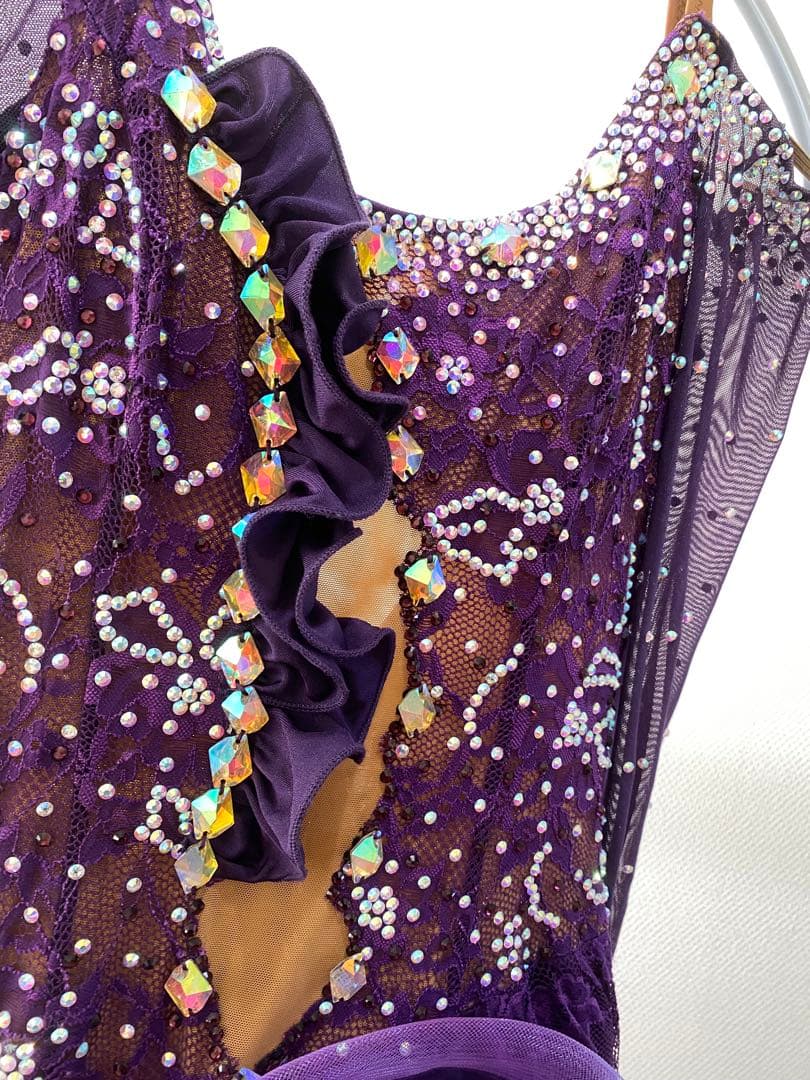 社交ダンス　ラテンドレス　紫　パープル