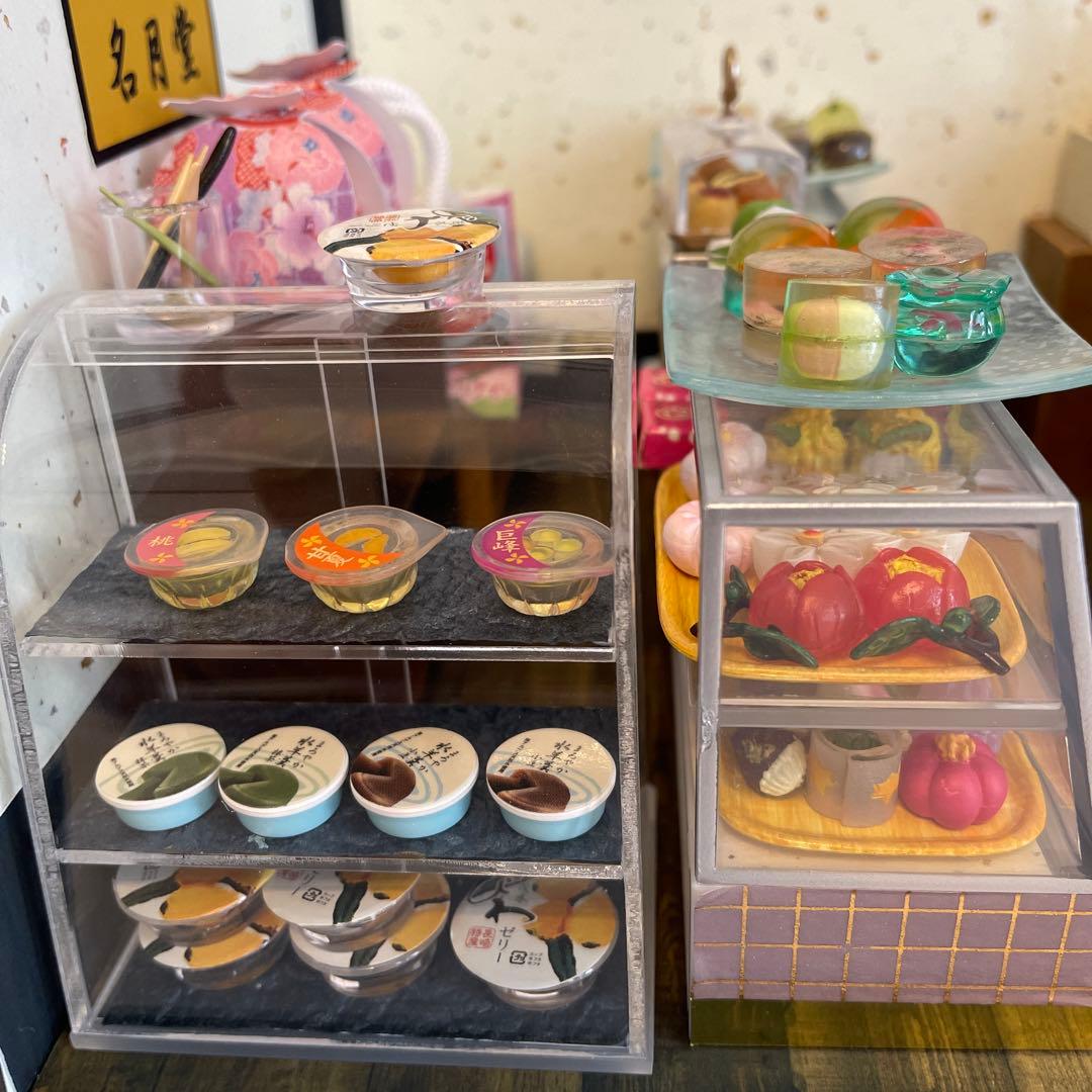 リーメント ぷちサンプル ミニチュア ケースと背景付●京都の和菓子屋 和風 土産