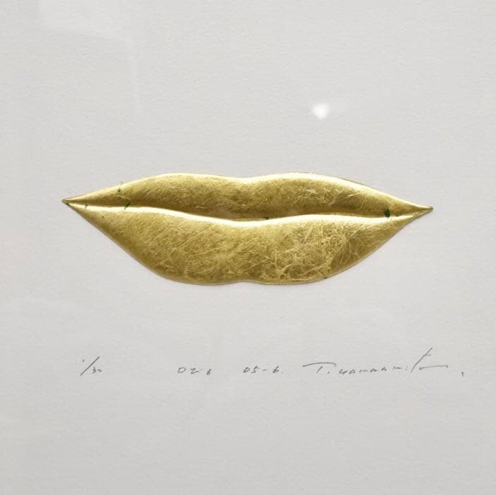 Yamamoto銘 唇 くちびる 立体 現代アート 絵画 芸術 美術 額装