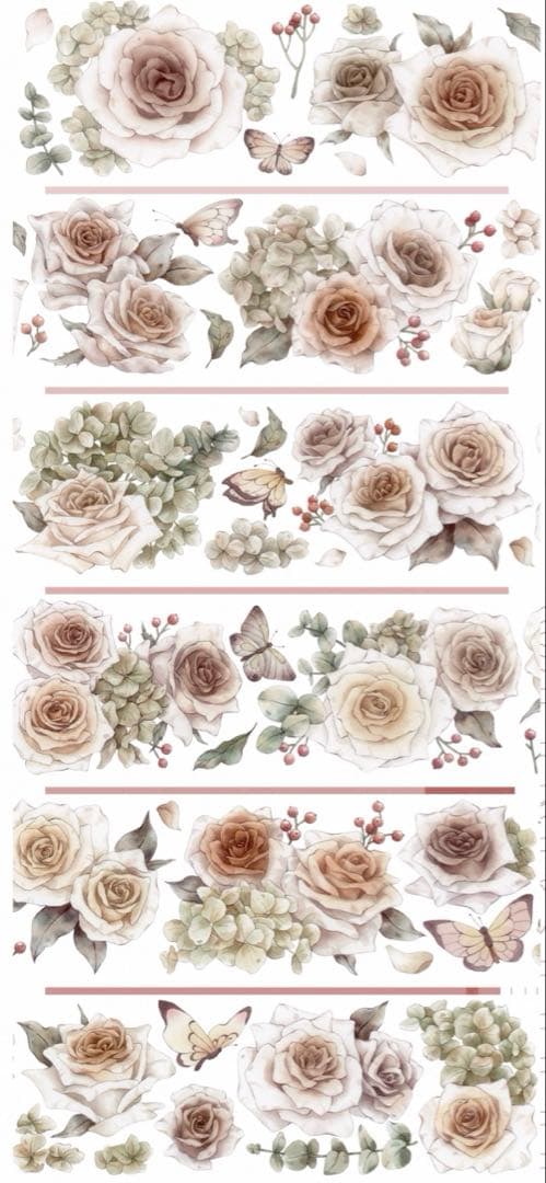 贝壳光 6cm×5m 玫瑰故事 海外マスキングテープ　海外マステ　花　バラ