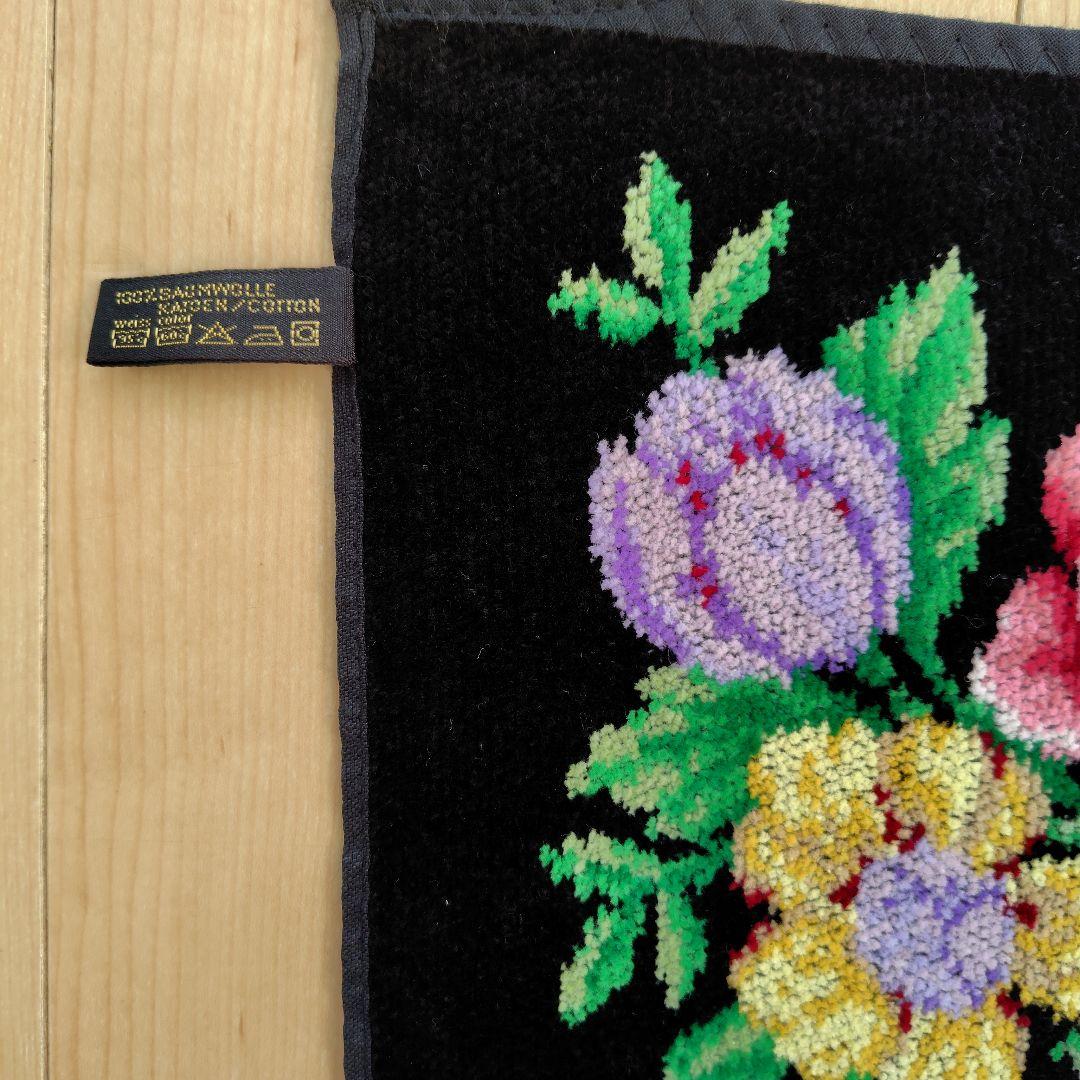 FEILER　バスタオル 黒色 花柄　75×150