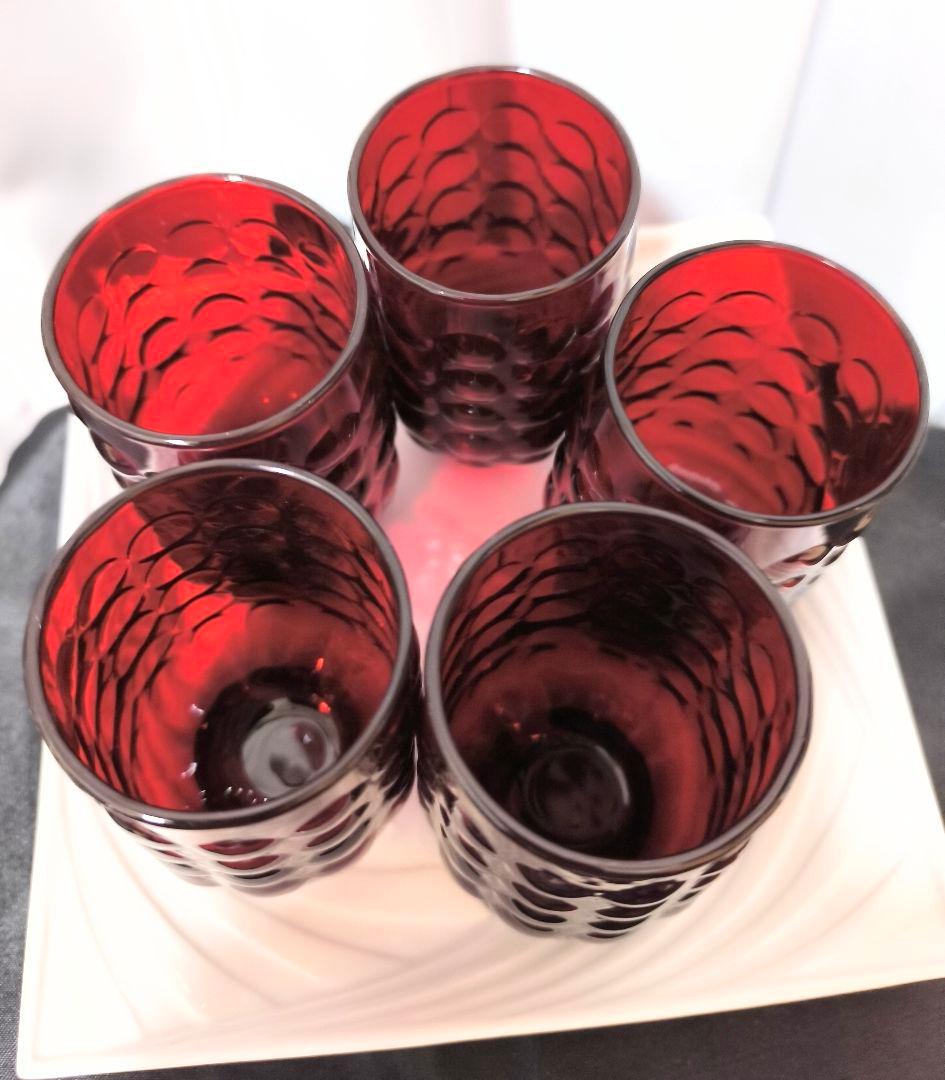 Fire King アンカーホッキング ロイヤルルビー 6 oz タンブラー×5