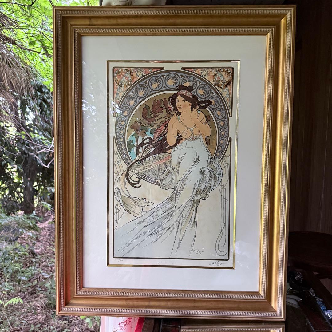 新春特別価格‼️ミュシャ「音楽」リトグラフ 版上と刷り師鉛筆サインあり